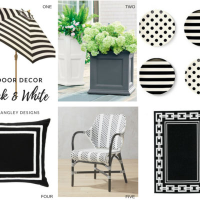black and white outdoor decor