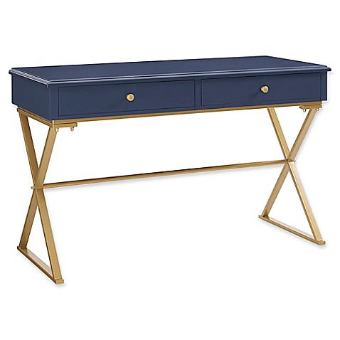 navy desk with gold base