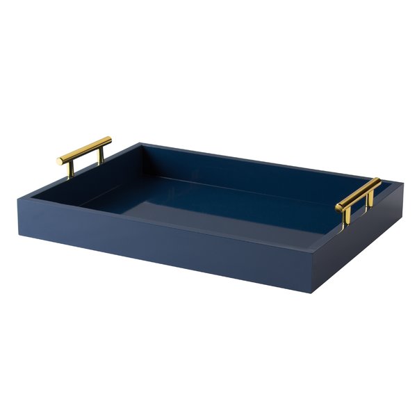navy tray with gold hardware