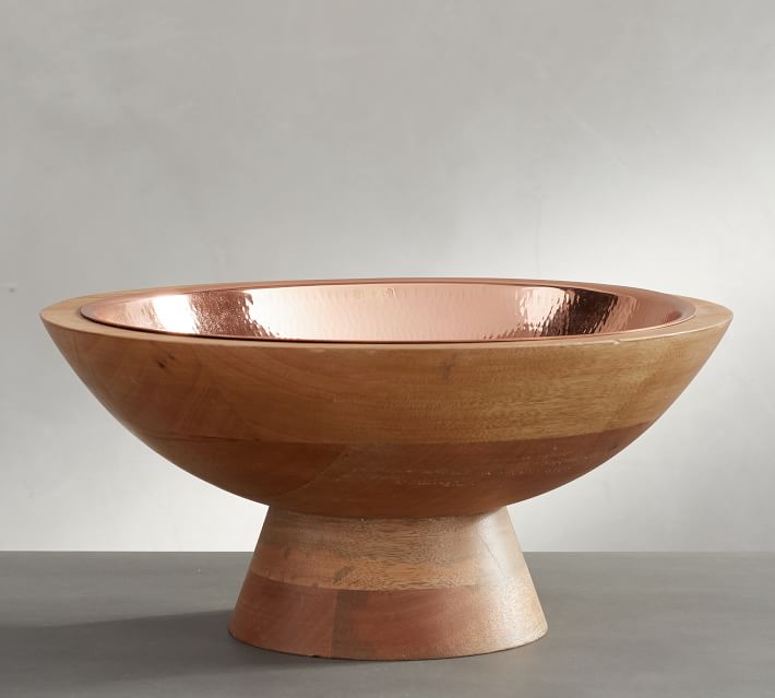 copper and wood bowl