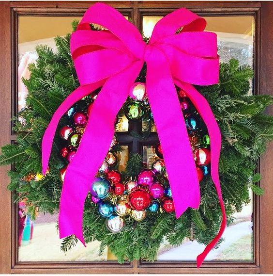 colorful layered wreath for the front door