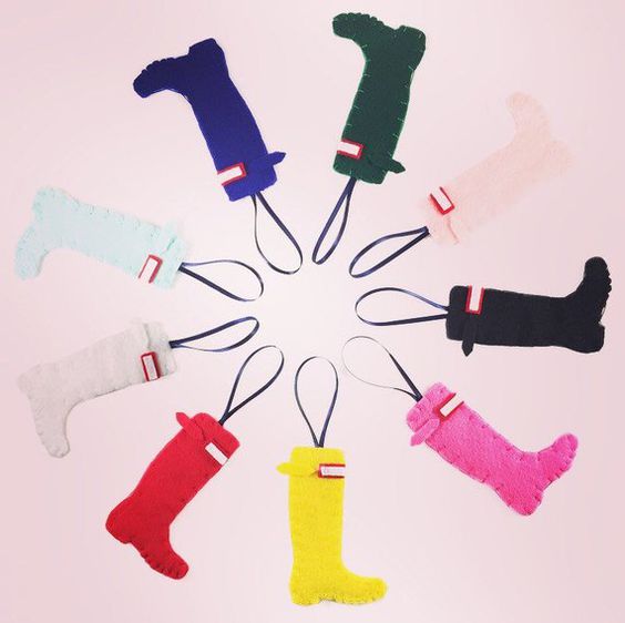 preppy hunter boots Christmas tree ornaments